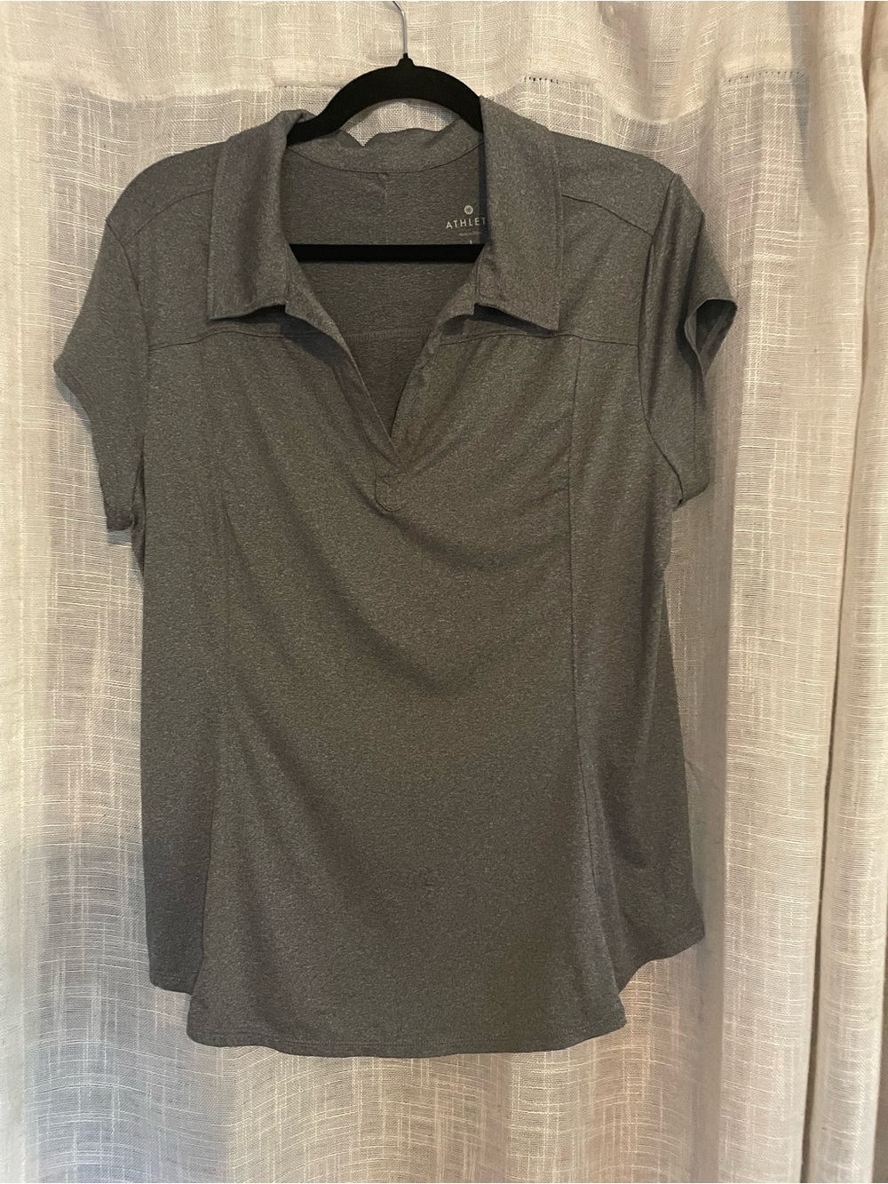 Athleta Gray Short-Sleeve Polo Shirt with Feminizing Seams